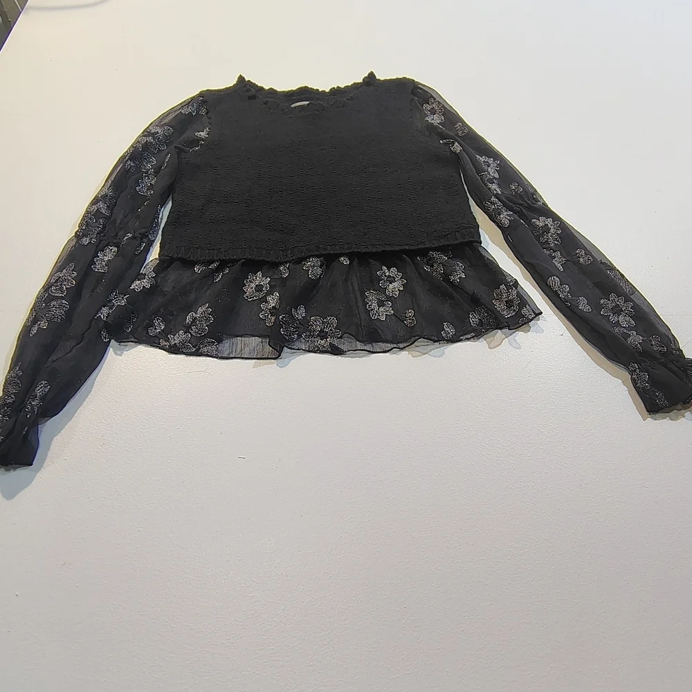 Anthropologie Sweater Womens Small Black Layered Sheer Floral Whimsygoth Boho ,S - Picture 1 of 13